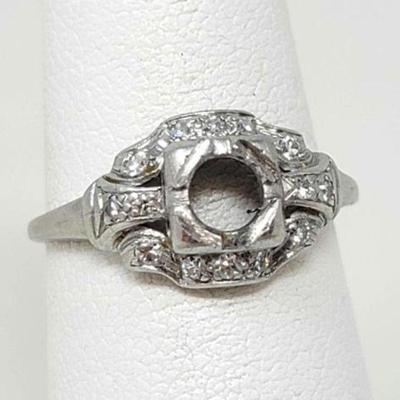#699 â€¢ Platinum Ring Setting with Diamond Accents , 3g
