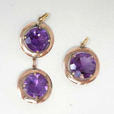 #886 â€¢ 10k Gold Plated Pendants with Semi-Precious Stones, 11g
