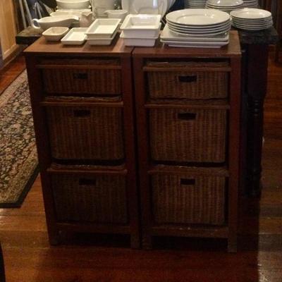 Wicker drawer cabinets