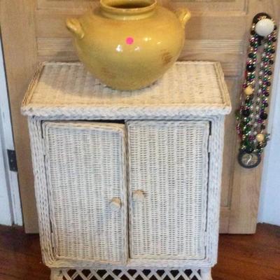 White wicker cabinet