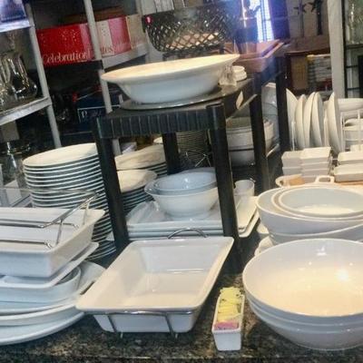 White dinnerware, great for buffet dining