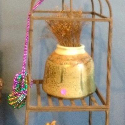 Metal shelf and vase