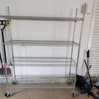 WIRE CHROME NSF ROLLING SHELF