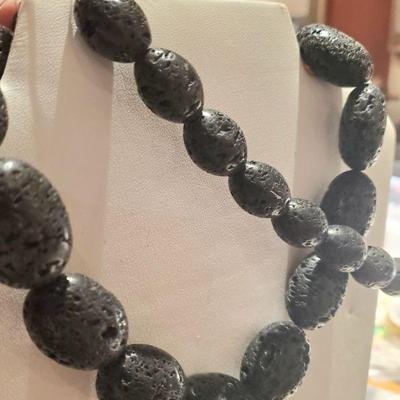 smooth black lave beads 