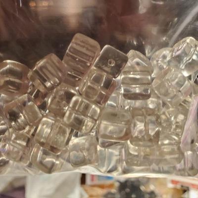 cubed drilled glass clear beads