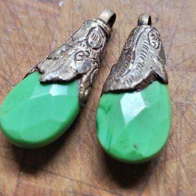 Tibetan Beads Faceted green glass