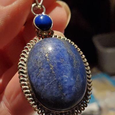 lapis and sterling pendant 