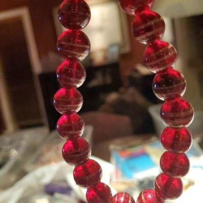 red gold glass beads