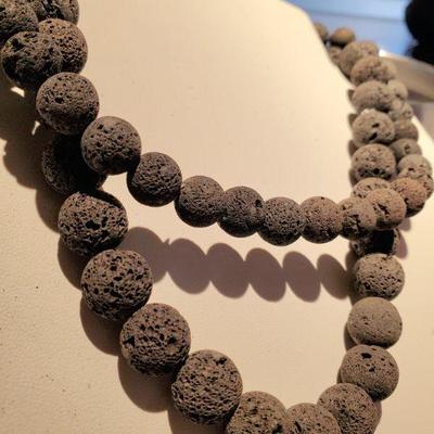 black lava rough beads