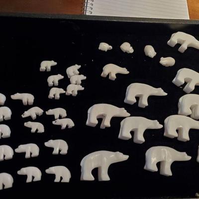 native american white carved bears turtles frogs 