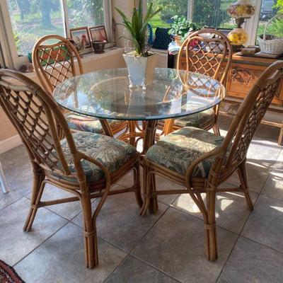 Rattan Table and 6 Chairs