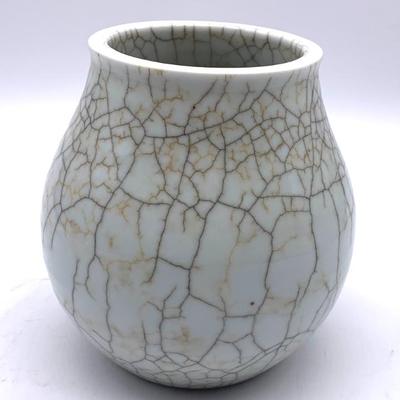 Antique Asian crackle vase ht. 5 1/2â€