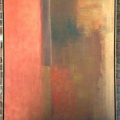 Mid-century abstract acrylic on canvas signed Reeves, 48 x 40 in.