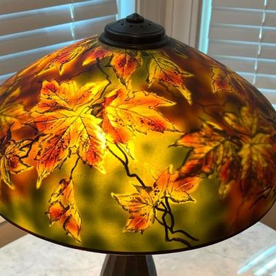Antique (Attributed to) Jefferson Autumn Leaves Reverse Painted Table Lamp. 

This lamp is simply stunning, it provides a relaxing,...