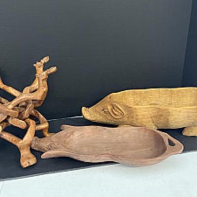 wooden pig bowls 