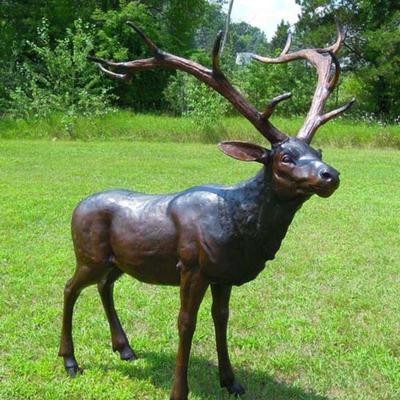 Life size bronze sculpture of standing elk