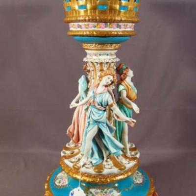 Vintage hand painted Italian figural porcelain centerpiece