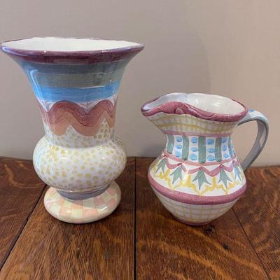Mackenzie Childs vase and pitcher
