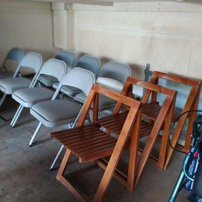 Mid century modern folding wood chairs