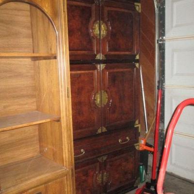 berndhart hutch converted into a stand alone bar with wine fridge