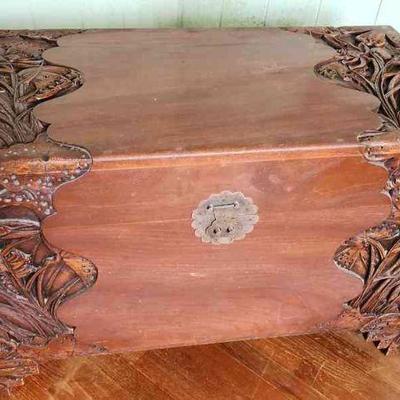 PCT029 - Vintage Carved Wooden Storage Chest 