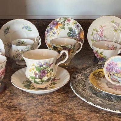 PCT156- Assorted Vintage Cup & Saucer Bone China - Royal Albert, Aynsley, Crown Dorset & More