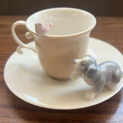 PCT131- Lladro Cautious Friends Cup & Saucer - See Other Lots for More Lladro Figurines