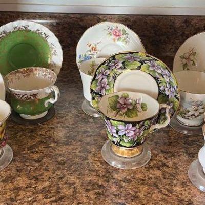 PCT159- Assorted Vintage Cup & Saucer Bone China - Royal Albert, Elizabethan, Crown Trent