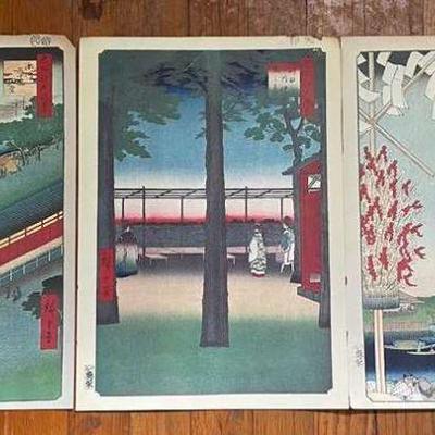 PCT070- Three Japanese Woodblock Prints (or Prints of Woodblock Prints?)