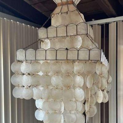 PCT064- Another Beautiful Vintage Capiz Shell Cascading Chandelier 