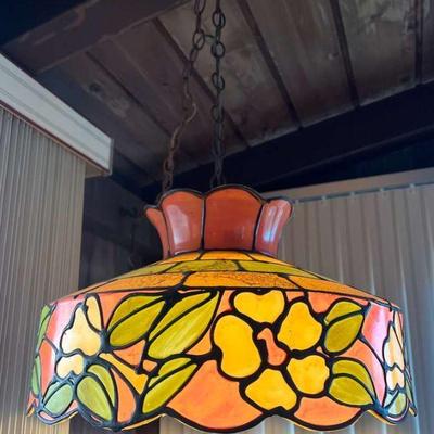 PCT063- Beautiful Large Stained Glass Chandelier - Floral Motif