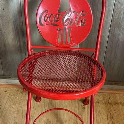 PCT076- Red Vintage 1993 Coca-Cola Foldable Metal Chair