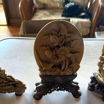 PCT099 - Hand-Carved Oriental Stone Sculptures Jade?