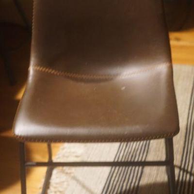Four Leather Chair Zig Zag Thread Stich Metal Base
