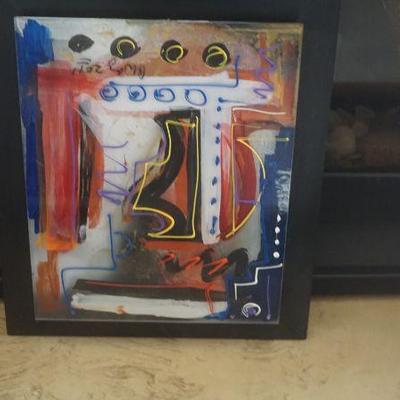 Framed Abstract Acrylic  Wall Art Artist Charles Washington