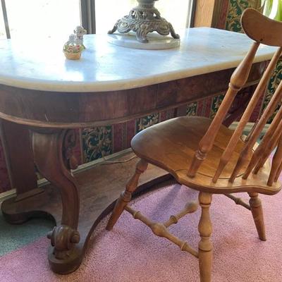 Cool antique desk marble top 