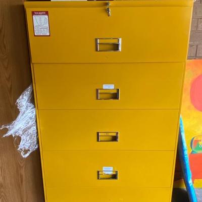 Vintage Yellow Filing Cabinet