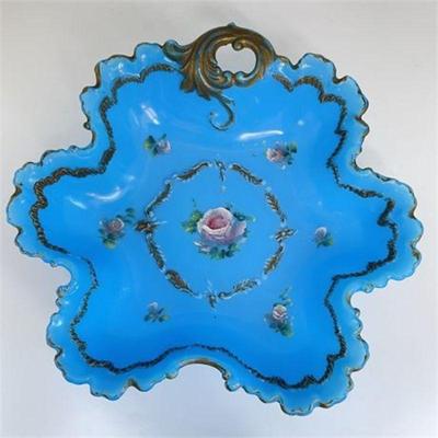 Lot 058   3 Bid(s)
Antique Dithridge Turquoise Blue Milk Glass Centerpiece Bowl