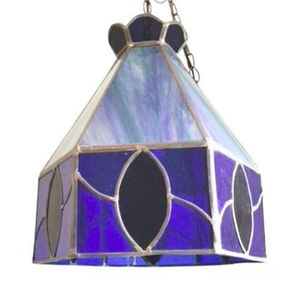 Lot 032   3 Bid(s)
Vintage Leaded Blue Stained Glass Swag Pendant Light