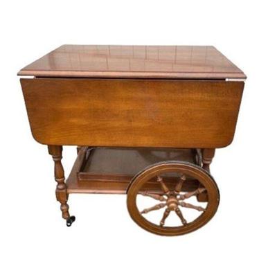Lot 005  
Vintage Maple Drop Leaf Table Tea Cart