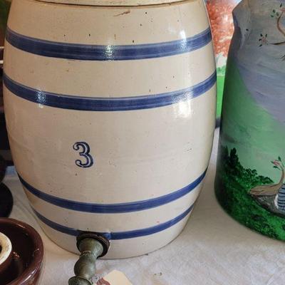 Stoneware pottery  crock with spout
