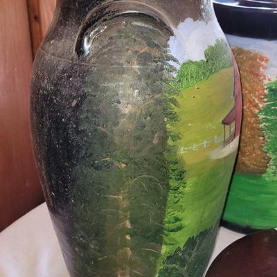 Painted pottery. Paint can be removed if desired. Especially nice glaze on this one