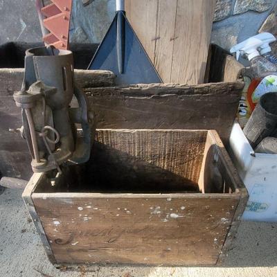Rare Yuengling and Sons B ee r crate with corn sheller attachment