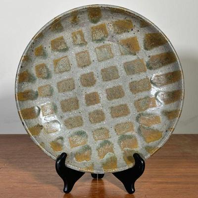 RICK CROWN CHECKER PLATTER | Round platter, glazed in checker pattern, signed â€œRick Crown 1993â€ on base. - h. 2 x dia. 12 in 