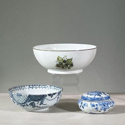 (3PC) CONTEMPORARY CERAMICS | Including a Tiffany & Co. Staffordshire Bowl; a Boscobel Restoration bowl (made in Holland); and a Delft...