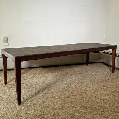 MAHOGANY COFFEE TABLE | Simple mahogany coffee table on square legs. - l. 54 x w. 20 x h. 16 in 