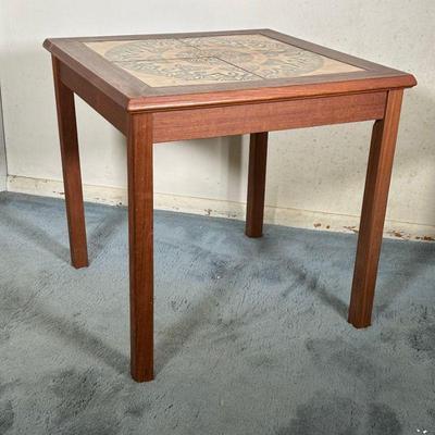 MÃ˜BELFABRIKKEN TOFTEN DANISH SIDE TABLE | Oak side table with glazed tile inlay top, marked Made in Denmark by MÃ¸belfabrikken Toften on...