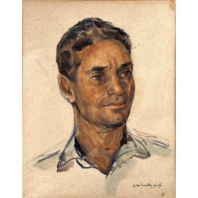GRACE HUNTLEY PUGH (1912 - 2010) | Portrait Watercolor on paper. 13.5 x 10 in. Portrait of a man. Signed lower right. - w. 17 x h. 21 in...