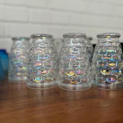 Federal Glass 'Yorktown' Iridescent Footed 12oz Tumblers, 1950's
