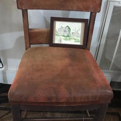 pair of vintage chairs with leather seats $149